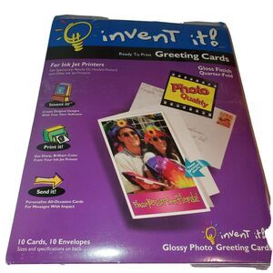 Inkjet Greeting Card Paper Quarter-Fold Heavy Weight Glossy & Envelope NEW